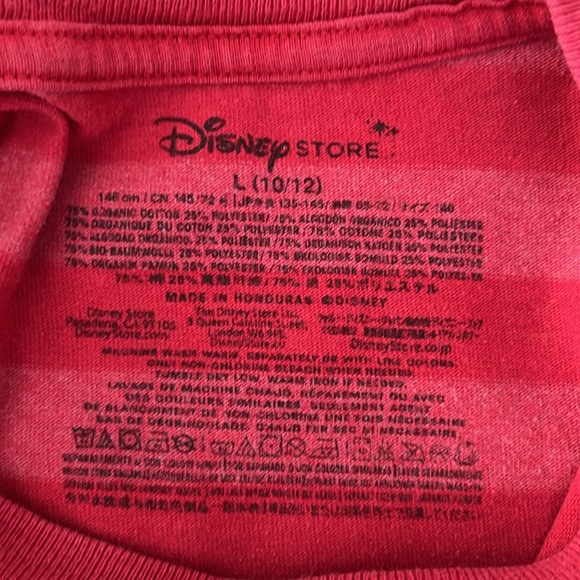 DISNEY Mickey Mouse Graphic Kids Red Striped Crew Neck Short Sleeve L 10/12 - Picture 9 of 9